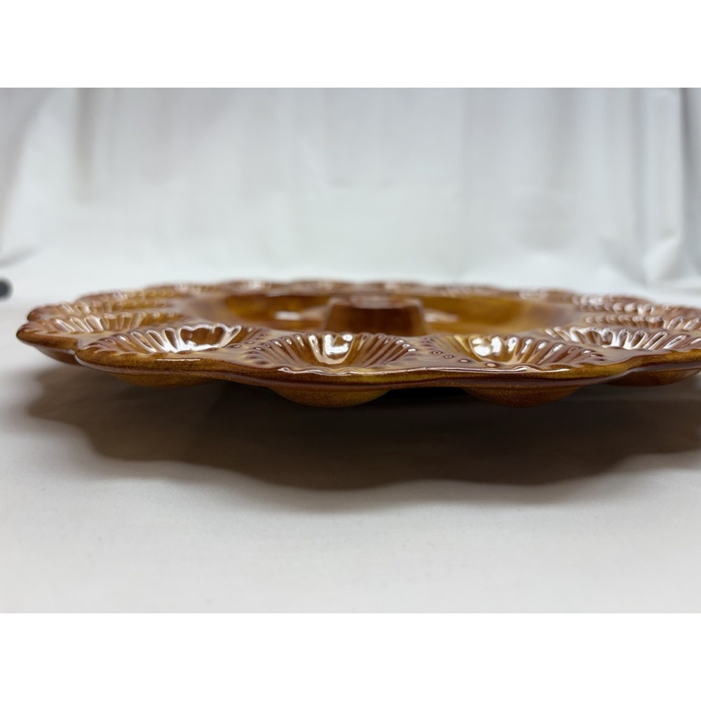 Vintage California USA E400 Ceramic Deviled Egg 12" 16 Count Serving Plate/... - Picture 6 of 15